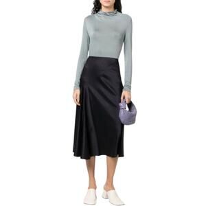 New Vince Navy Draped Slip Midi Skirt Size 14